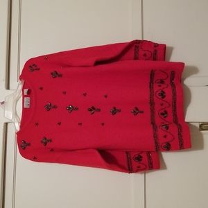 Silk/Angora Red Beaded Sweater